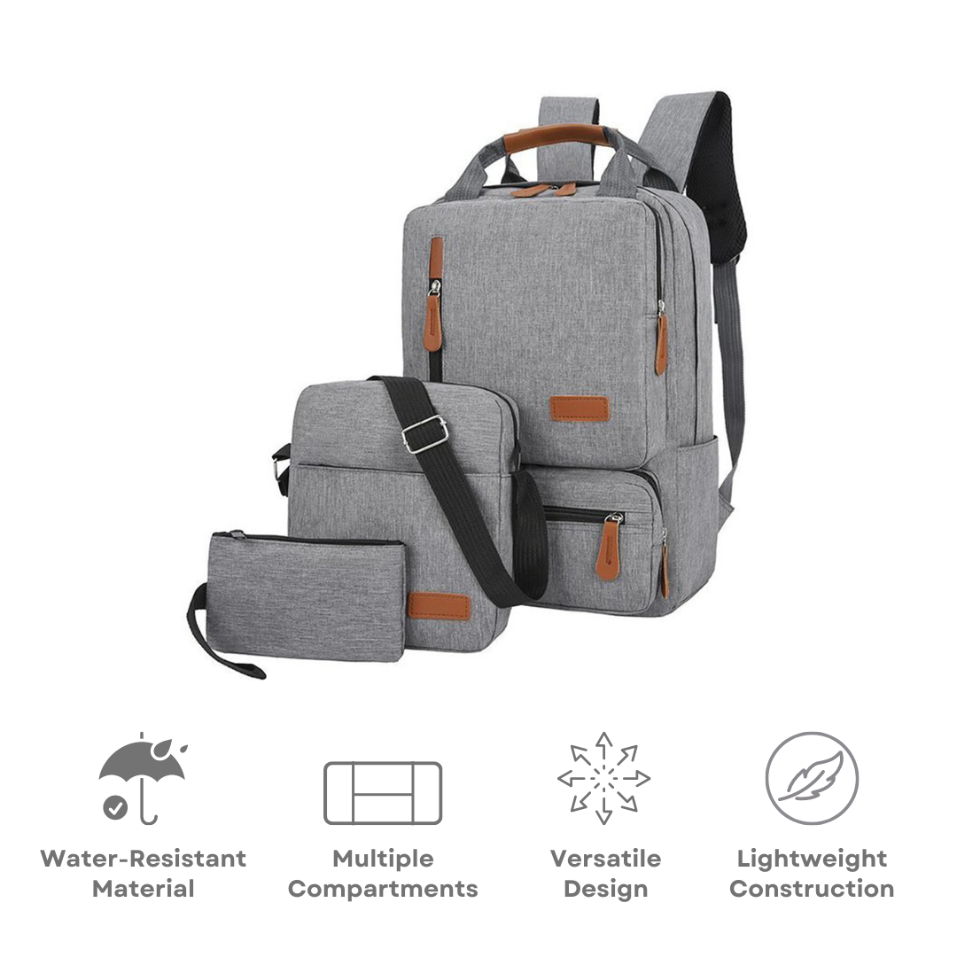 Nomad Kit 3pc Travel Bag Set for Men by Simplify Living Grey