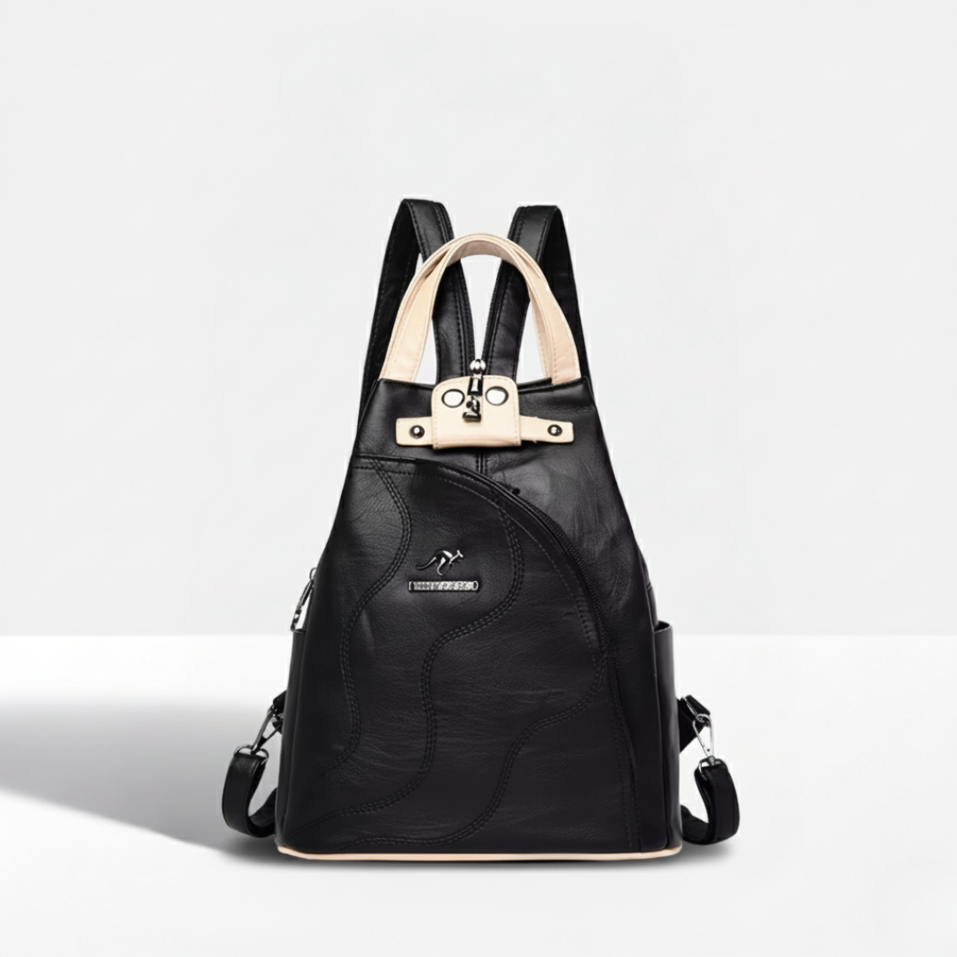 Compact Vegan Leather Backpack