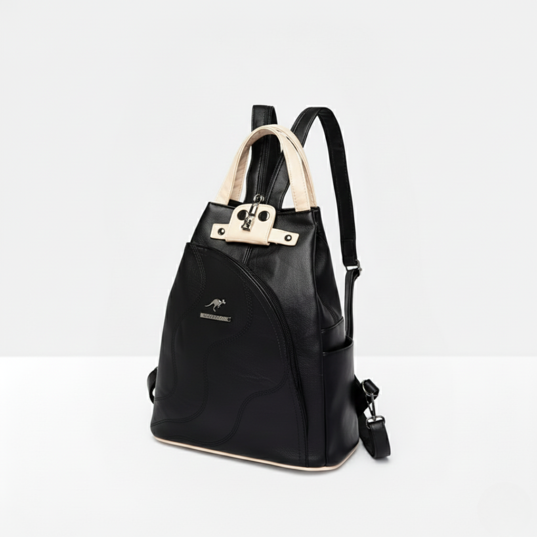 Compact Vegan Leather Backpack