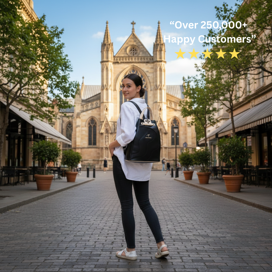 Compact Vegan Leather Backpack