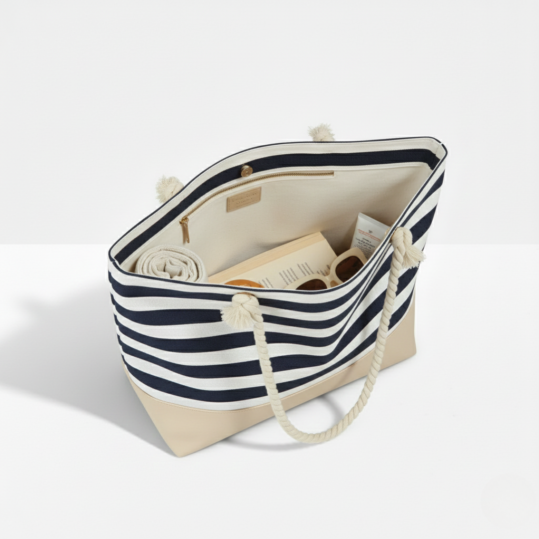 Durable Striped Canvas Tote