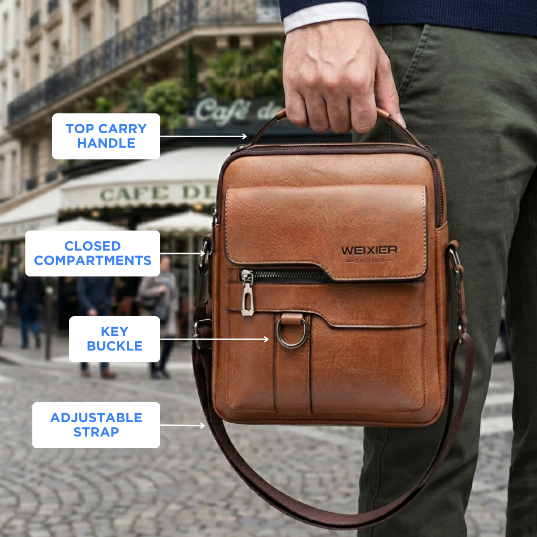 Anti-Theft Leather Sling Bag