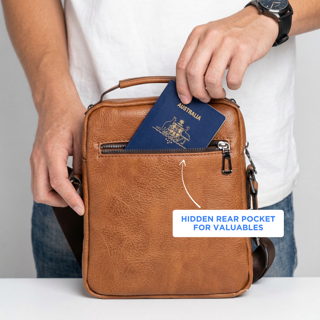 Anti-Theft Leather Sling Bag