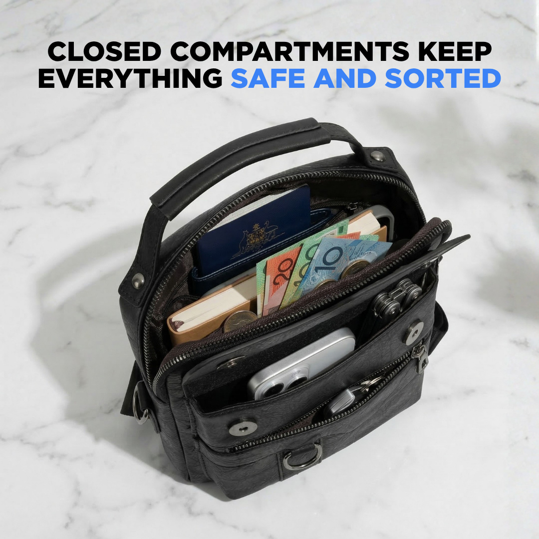 Anti-Theft Leather Sling Bag