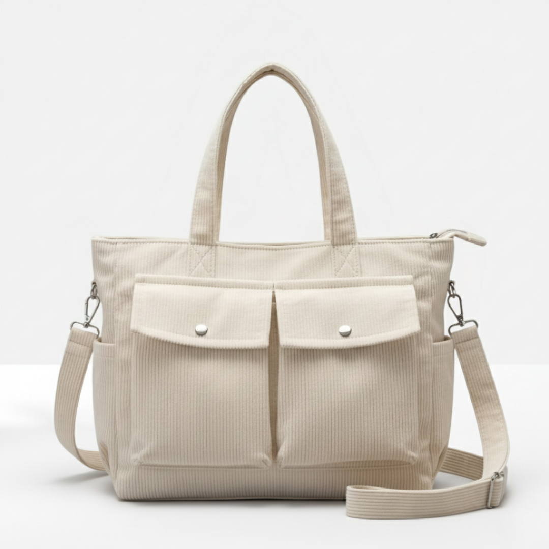 Smart-Pockets Corduroy Tote
