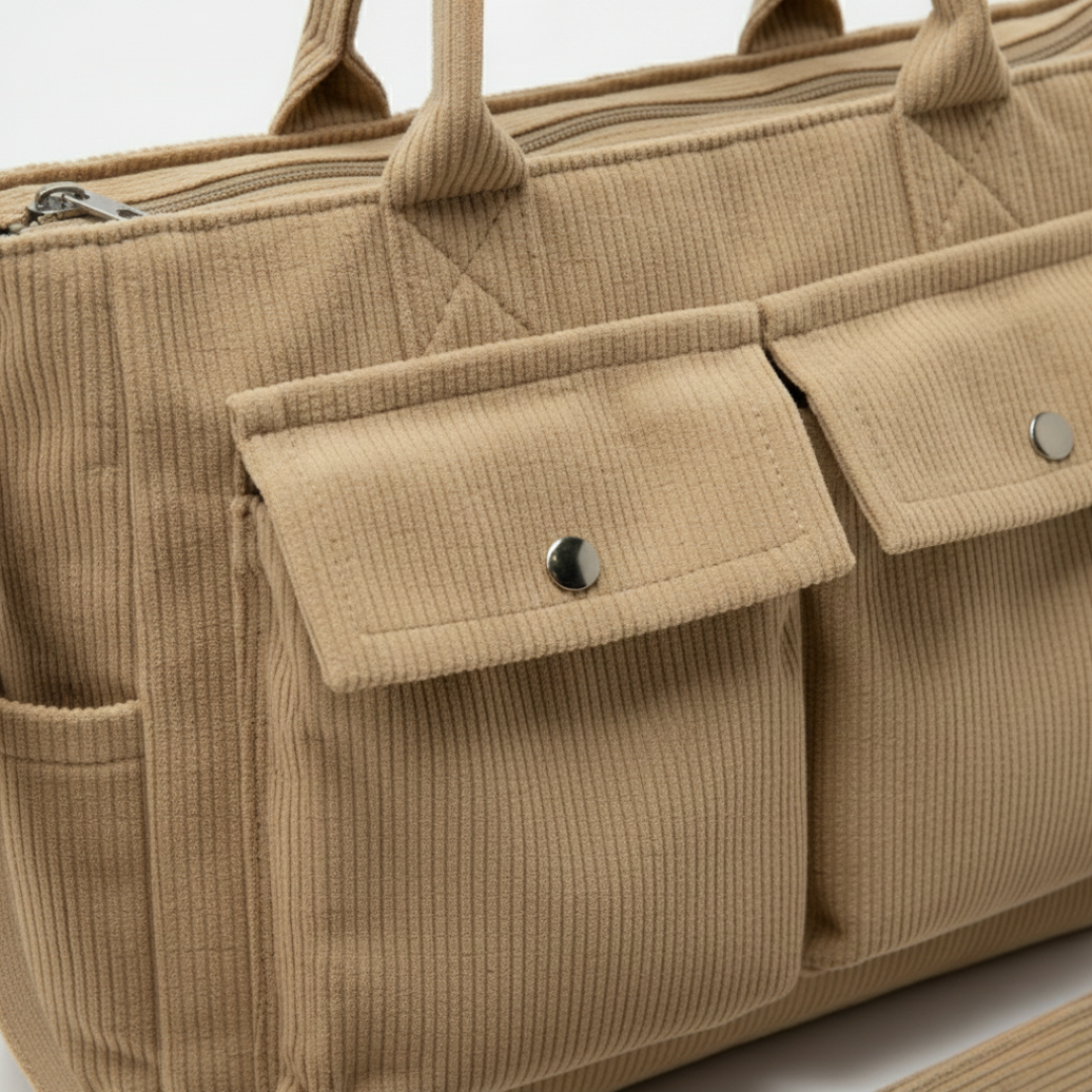Smart-Pockets Corduroy Tote