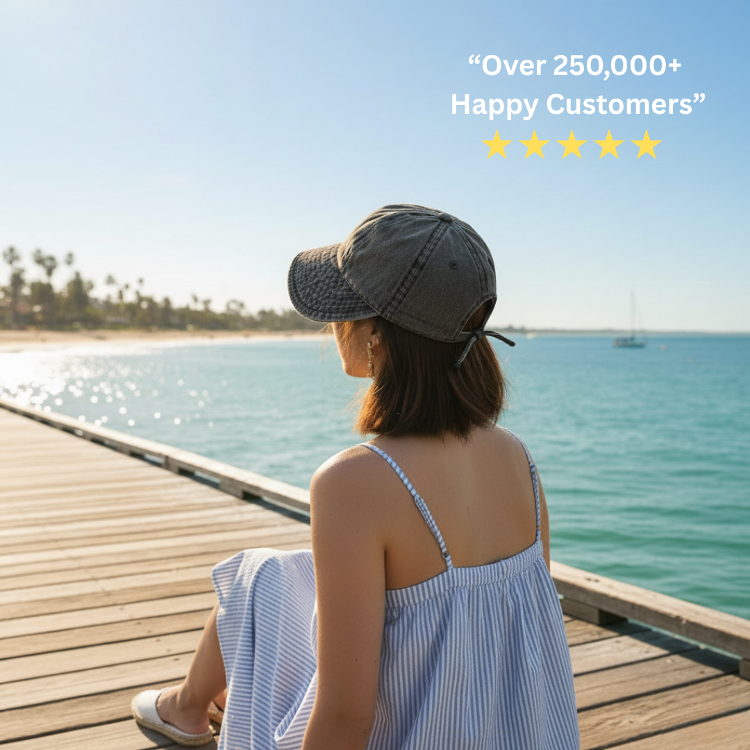 Washed Denim Drawstring Hat